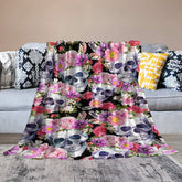 Lofaris Pink Spring Floral Skulls Custom Halloween Blanket